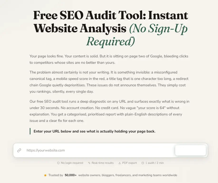 Free SEO Audit Tool » Ajitkumar Gupta Free SEO Audit Tool